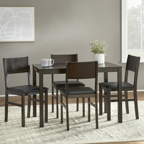 TMS Lucca 5-Piece Dining Set, Black-Espresso