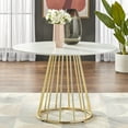 thumbnail image 1 of TMS Marsai 43" Round Metal Indoor Dining Table, White/Gold, 1 of 6