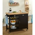 thumbnail image 1 of TMS Martha Butcher Block Rolling Kitchen Island with Cabinet, Drawers, Shelves, and Towel Rack, Black, 1 of 6