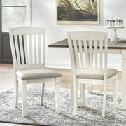 TMS Maryland Farmhouse Wood Dining Chair, Set of 2, Antique White/Gray