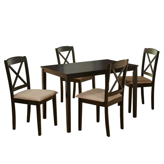 TMS Mason 5-Piece Cross Back Indoor Dining Set, Includes Table and Chairs, Espresso