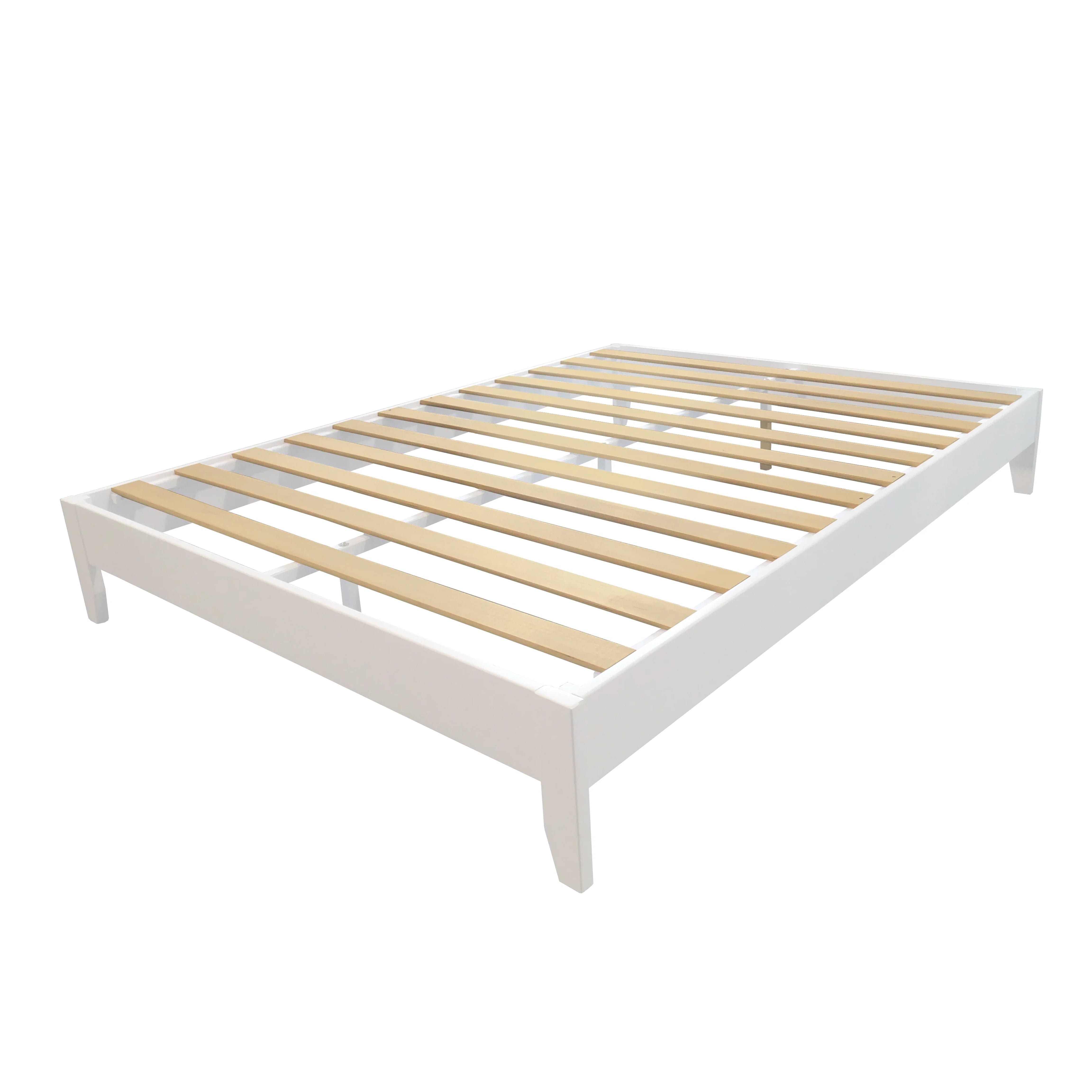 TMS Match Full Size Transitional Platform Bed, Solid Pine Wood, White Finish