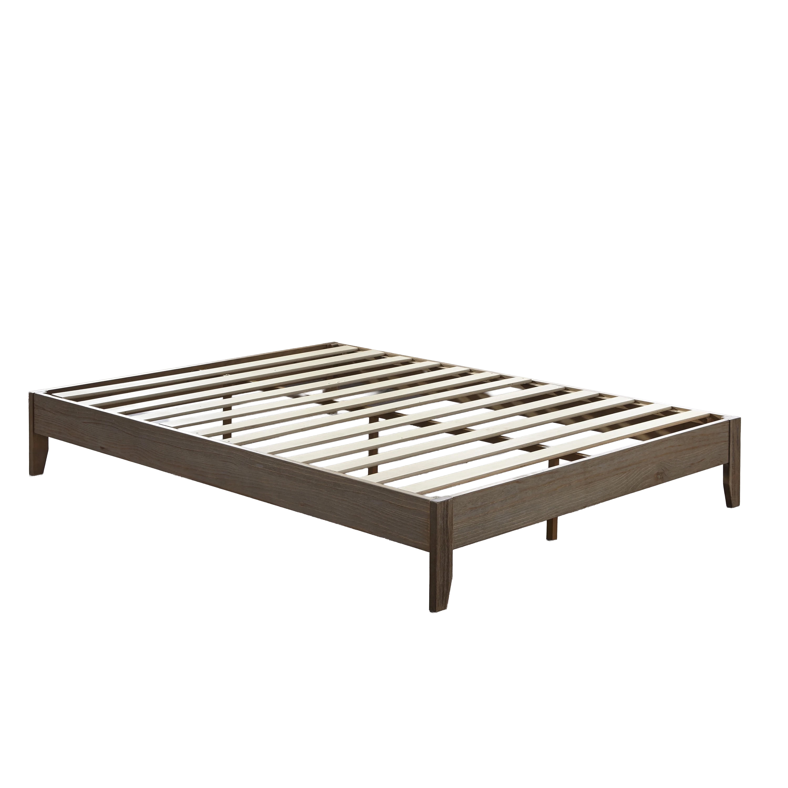 TMS Match Full Wood Platform Bed, Natural Rustic Finish