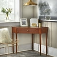 thumbnail image 1 of TMS Mesa Corner Writing Desk with Drawer, Mid-Century Modern, Walnut Brown Finish, 1 of 5