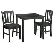 TARGET MARKETING SYSTEMS TMS Metropolitan 3 -Piece Durable Wood Farmhouse Dining Set with Table and Chairs, Black