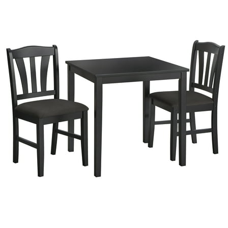 TMS Metropolitan 3 -Piece Durable Wood Farmhouse Dining Set with Table and Chairs, Black