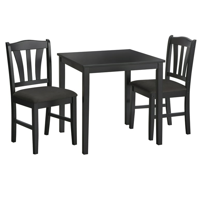 TMS Metropolitan 3 Piece Durable Wood Farmhouse Dining Set with Table and Chairs Black