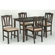 TMS Metropolitan 5-Piece Wood Farmhouse Upholsered Dining Set with Table and Chairs, Espresso
