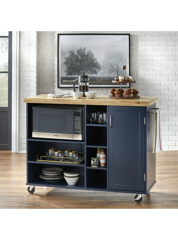 TMS Microwave Kitchen Cart, Navy