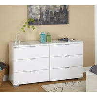 TMS 62206WHT Modern Zuri Six Drawer Dresser (15.40 x 55.10 x 30.90 Inches, White)