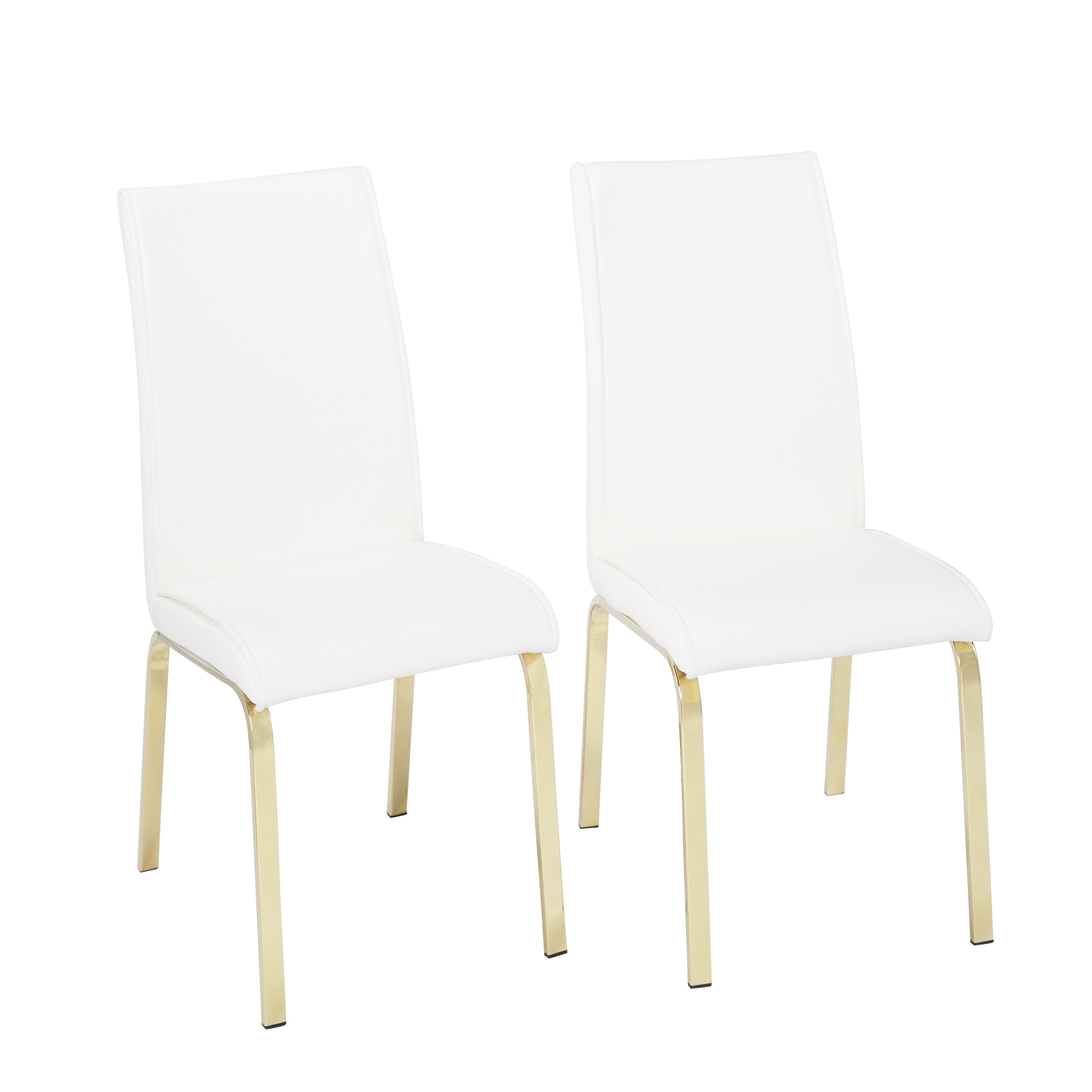 TMS Montrose Indoor Dining Chair, Set of 2, Gold/White Faux Leather