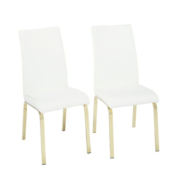 TMS Montrose Indoor Dining Chair, Set of 2, Gold/White Faux Leather