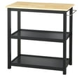thumbnail image 1 of TMS Mylah 2-Tier Butcher Block Rolling Kitchen Storage Cart with Towel Rack, Black, 1 of 6