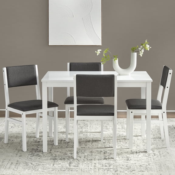 TMS National 5-Piece Indoor Dining Set, Includes Table and Chairs, White