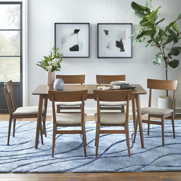 TMS Newington Mid- Century 7 Piece Dining Room Set, Mocha