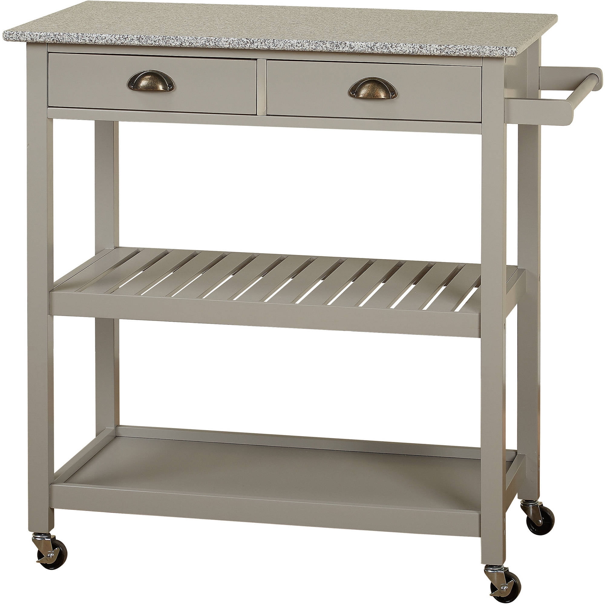 TMS Oregon 3Tier Granite Top Rolling Kitchen Island with Drawers and