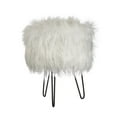 thumbnail image 1 of TMS Patrice 17.5" Round Faux Fur Stool, White, 1 of 5