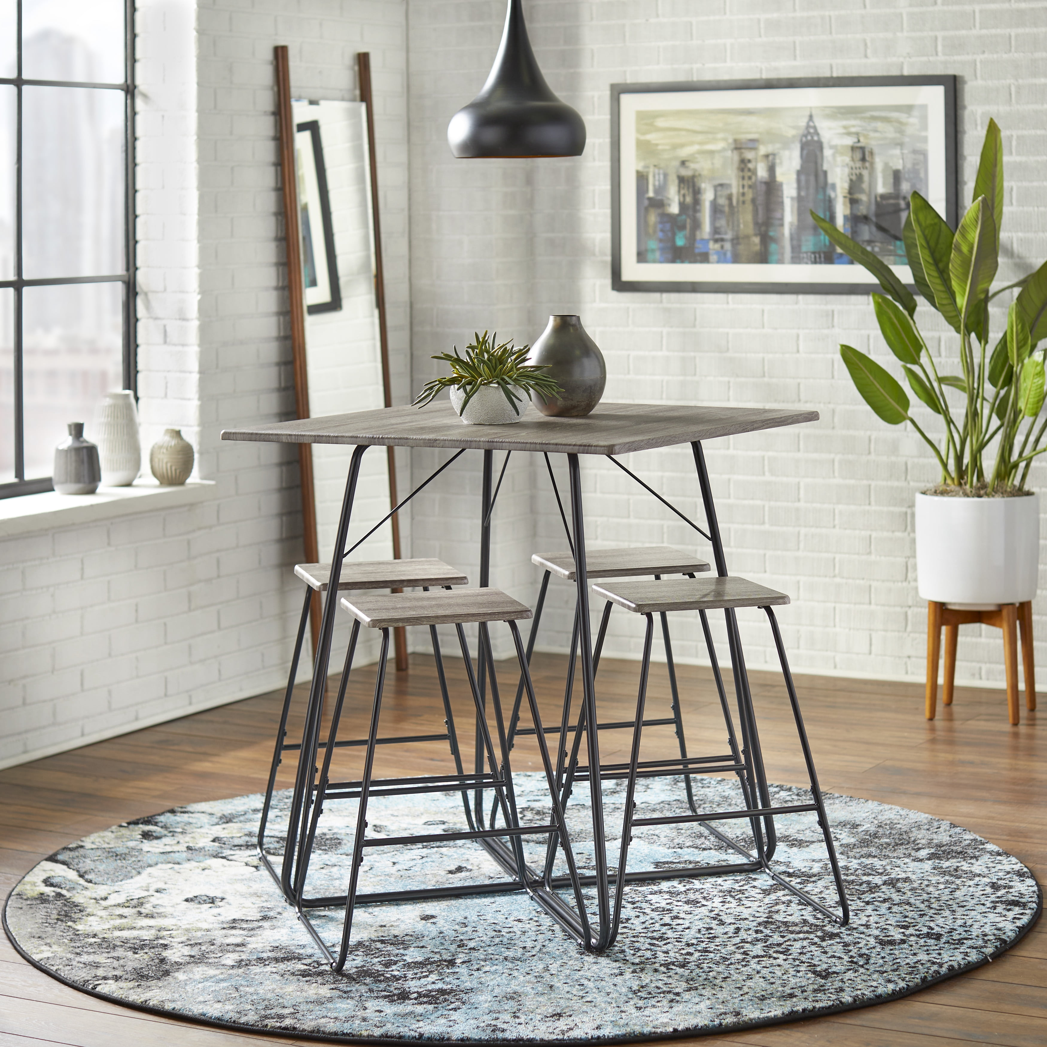 TMS Petra 5-Piece Counter Height Dining Set, Grey