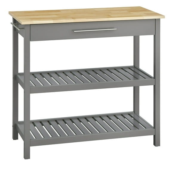 TMS Rubin Kitchen Island with Drawer, Charcoal Gray/Natural