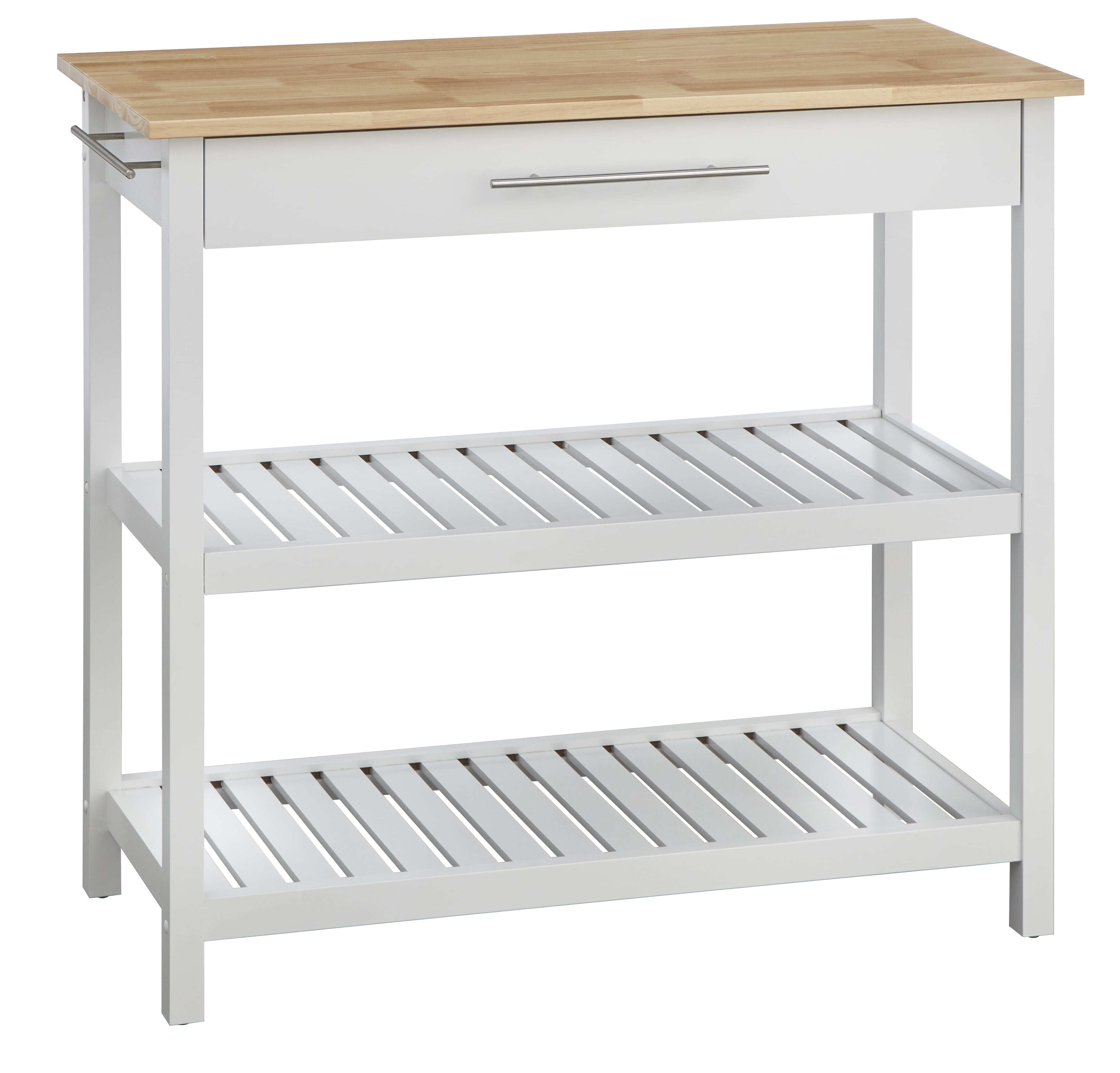 TMS Rubin Kitchen Island with Drawer, White/Natural