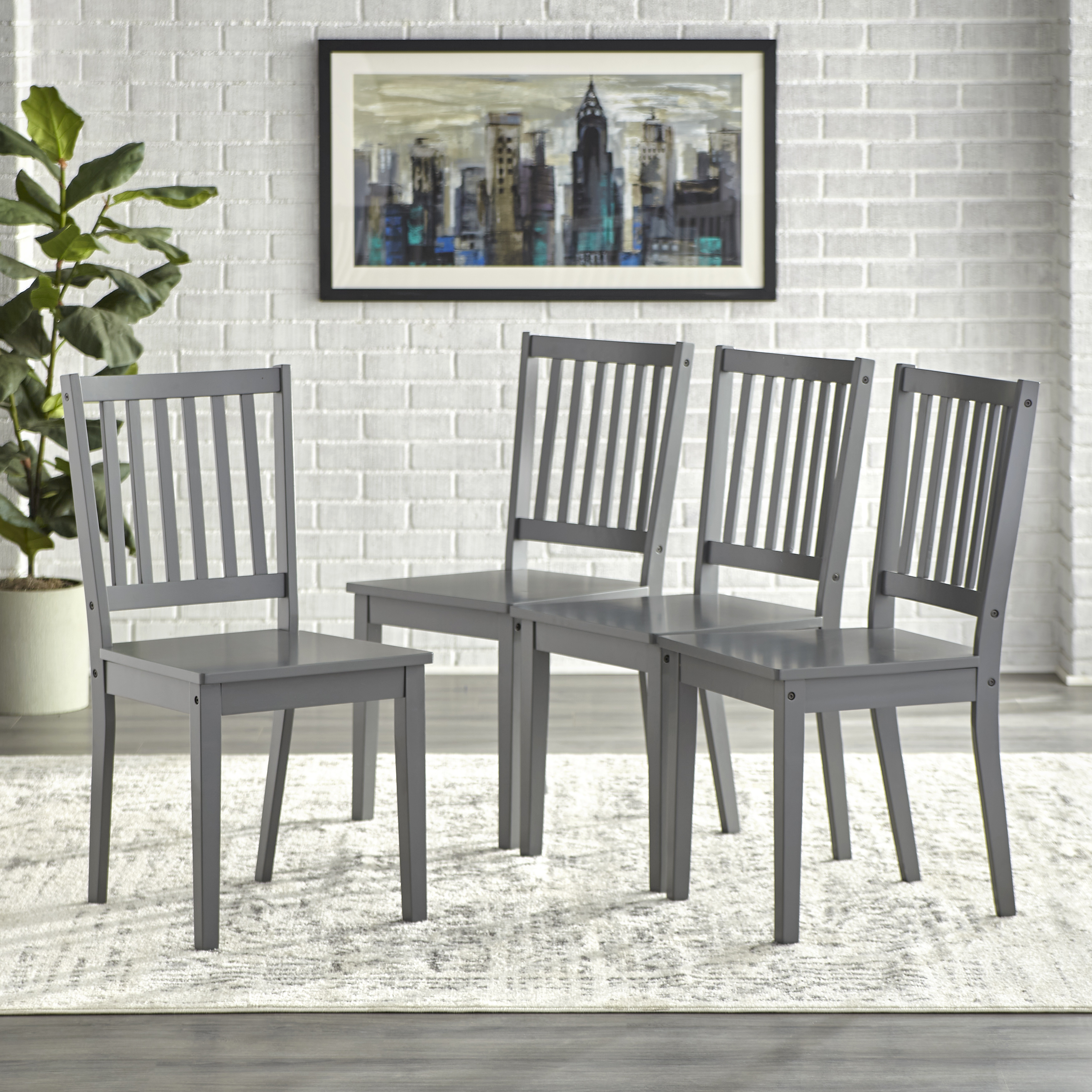 TMS Shaker Dining Chair, Set of 4, Charcoal Gray