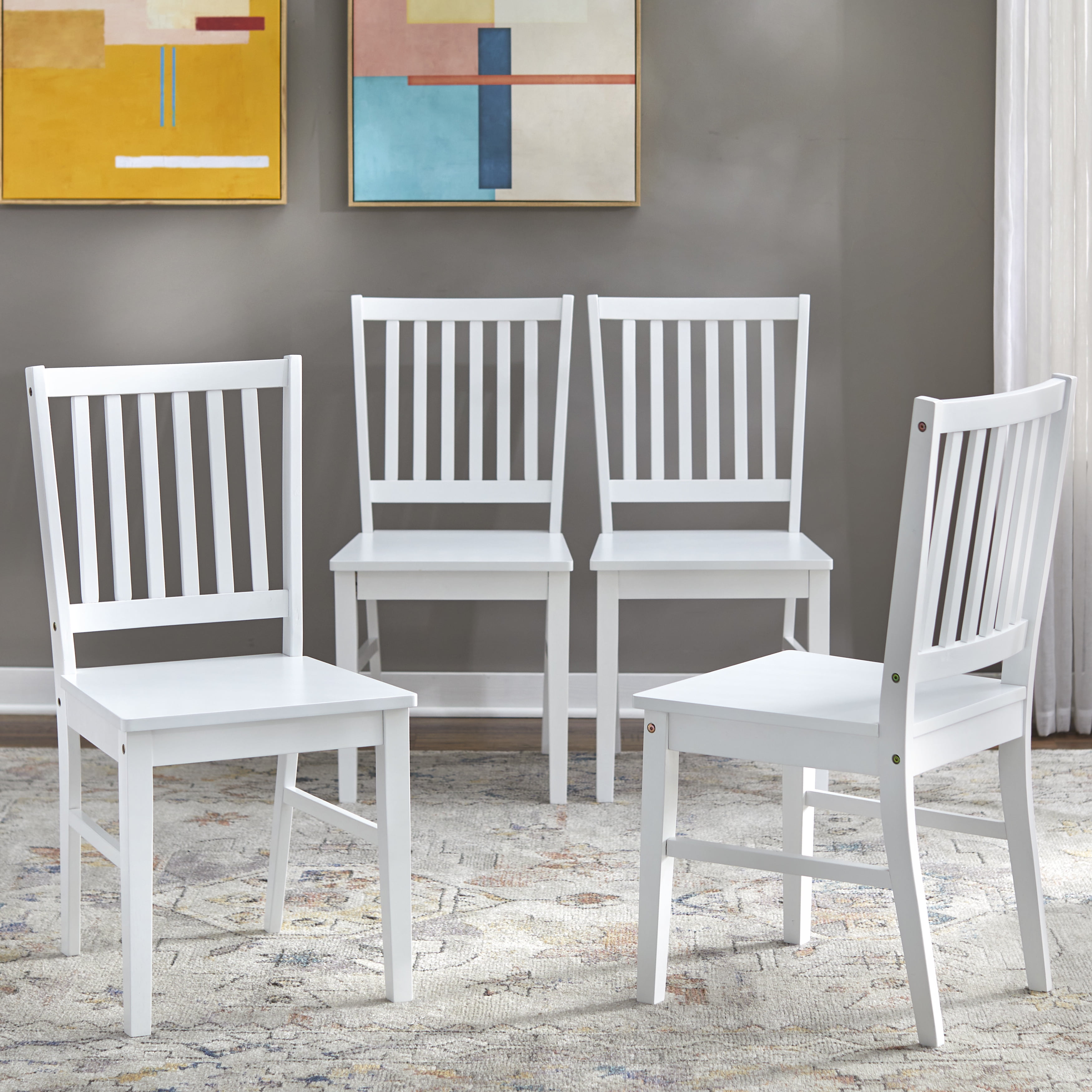 TMS Shaker Dining Indoor Wood Chair Set of 4 White