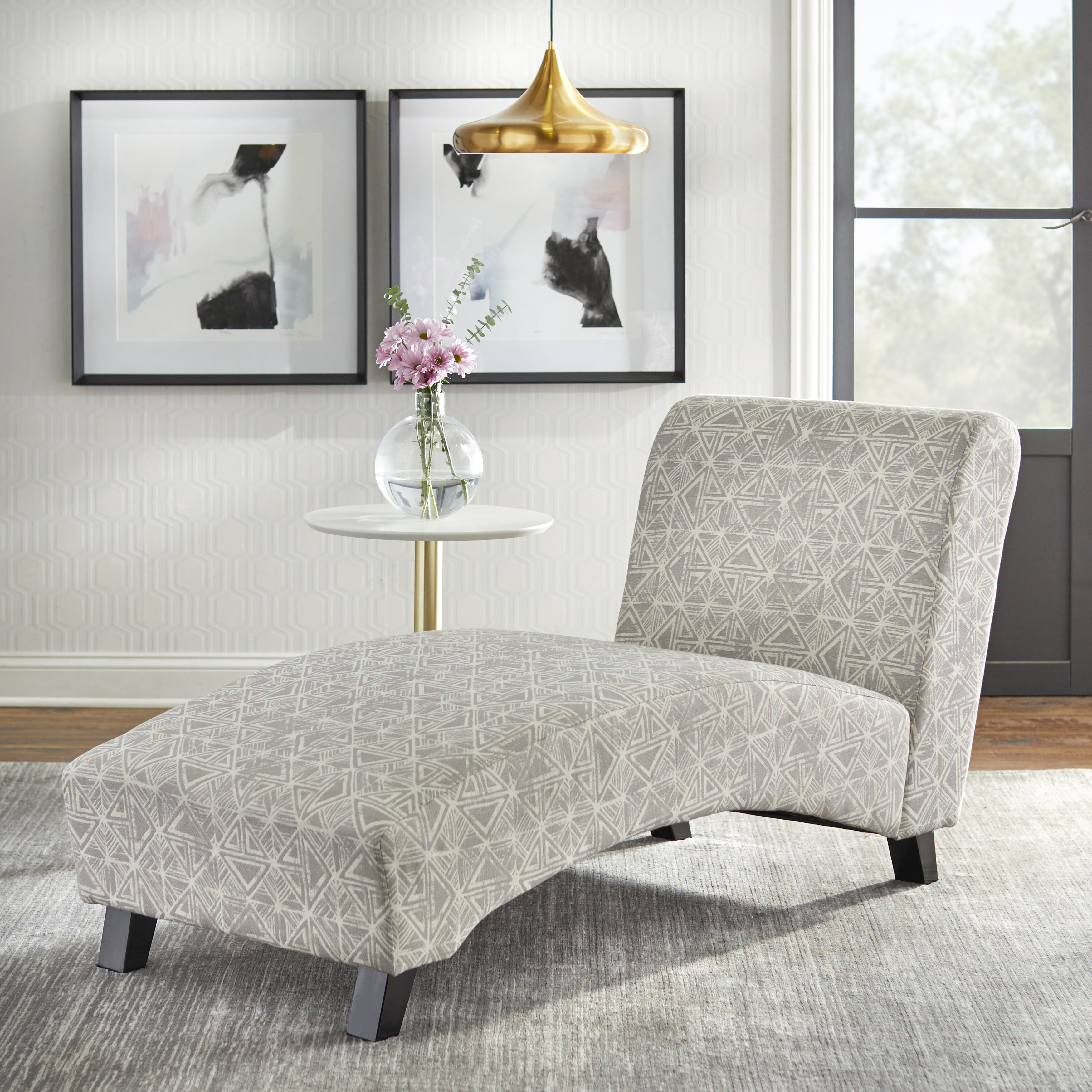 TMS Simmons Chaise Lounge Chair, Light Gray Print