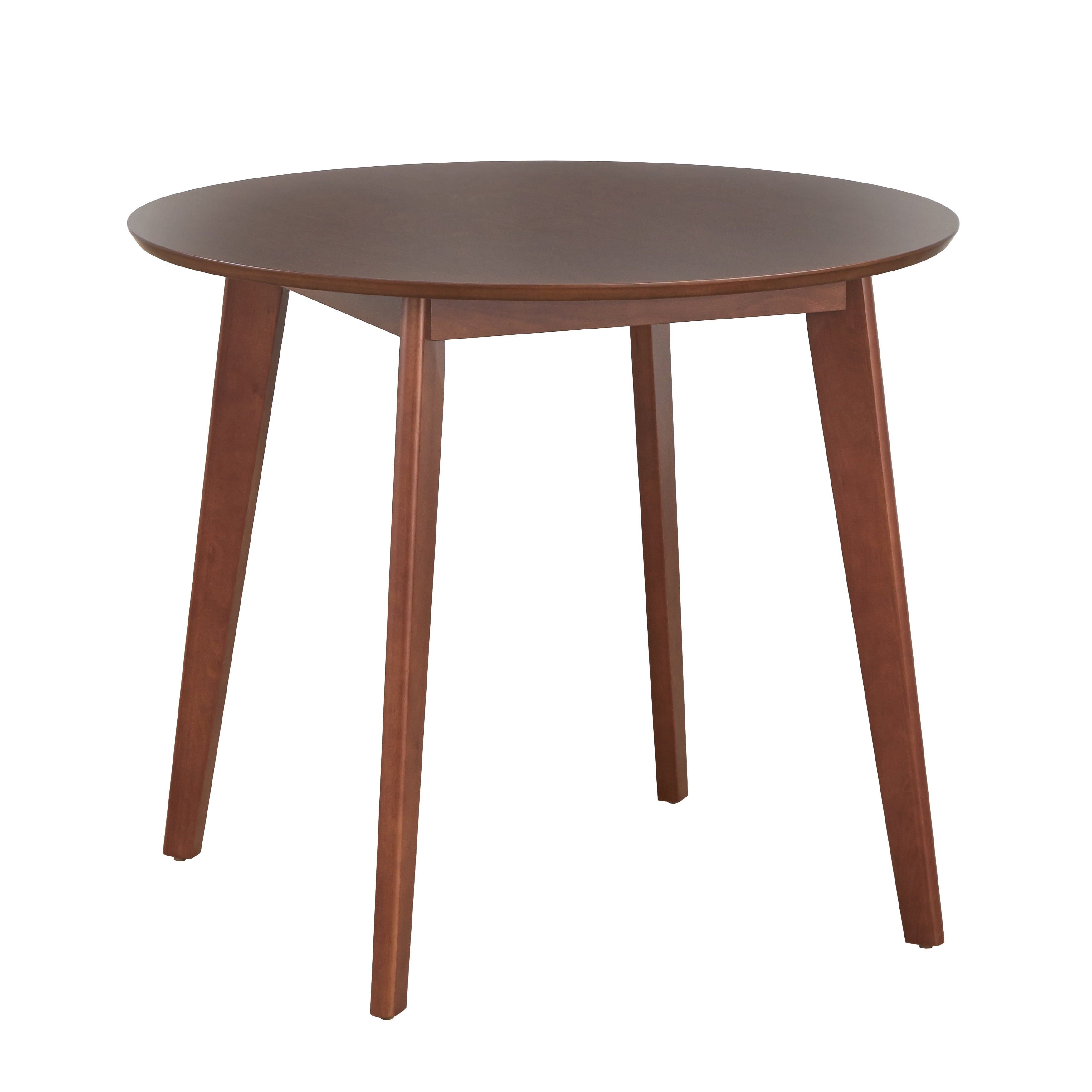 Walnut Round Mid-century Modern Dining Table, 35.5"