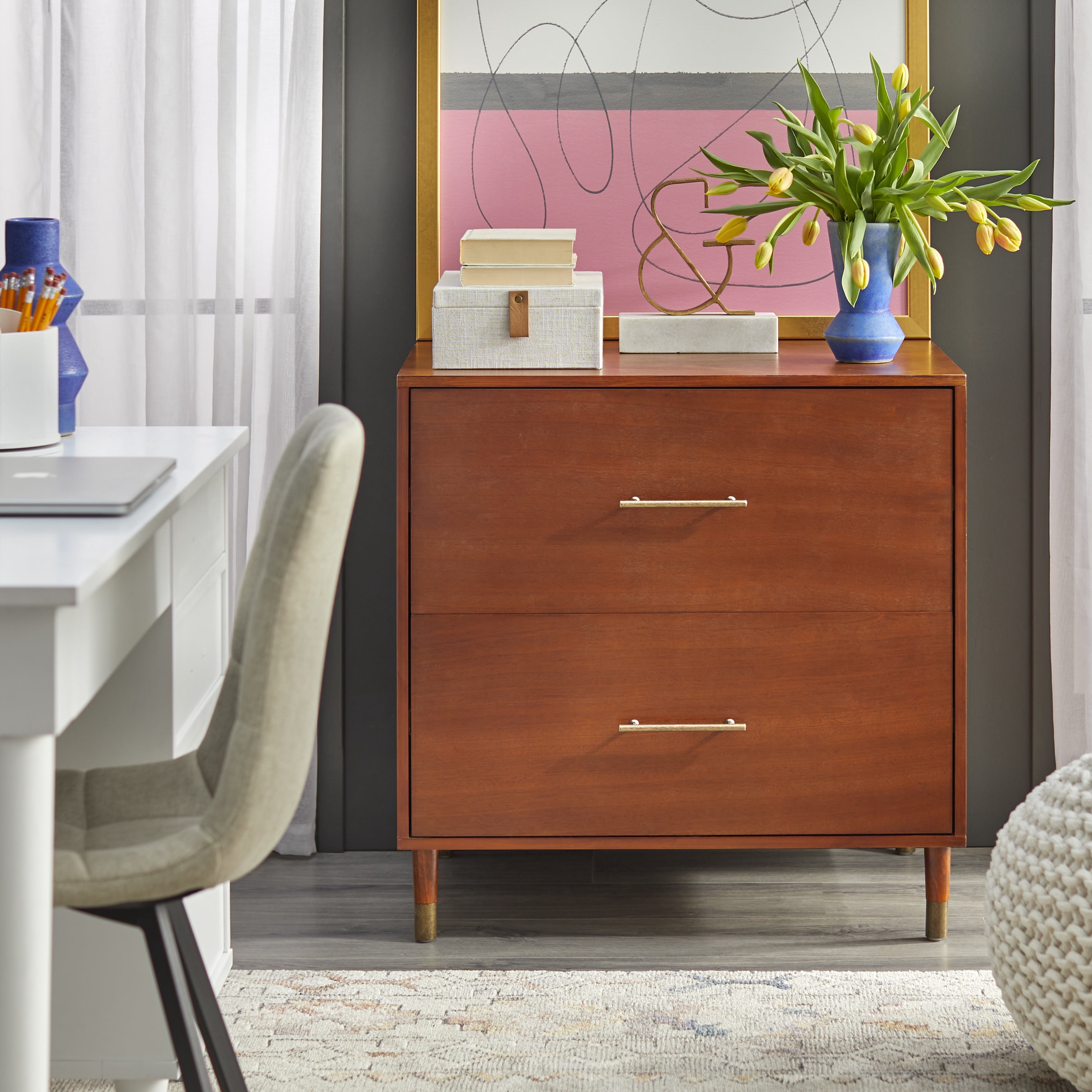 TMS Thompson Lateral Wood Filing Cabinet, Walnut