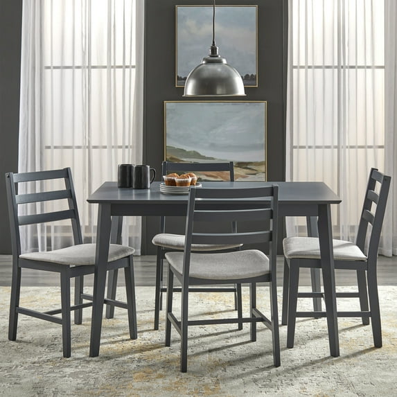 TMS Trent 5-Piece Indoor Dining Set, Includes Table and Chairs, Charcoal Gray