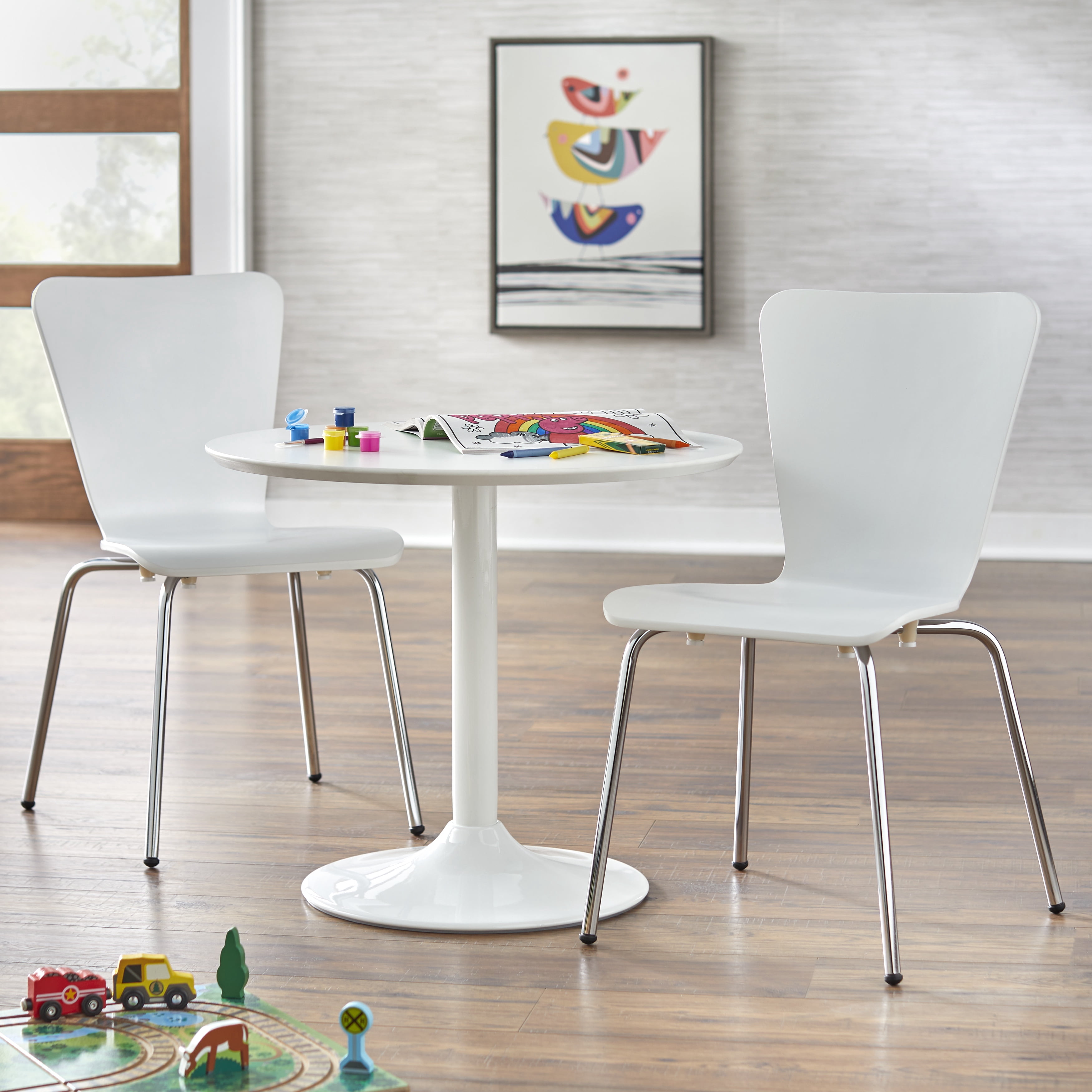 TMS Tula Modern Stackable Bentwood Kids Chair (Set of 2), White