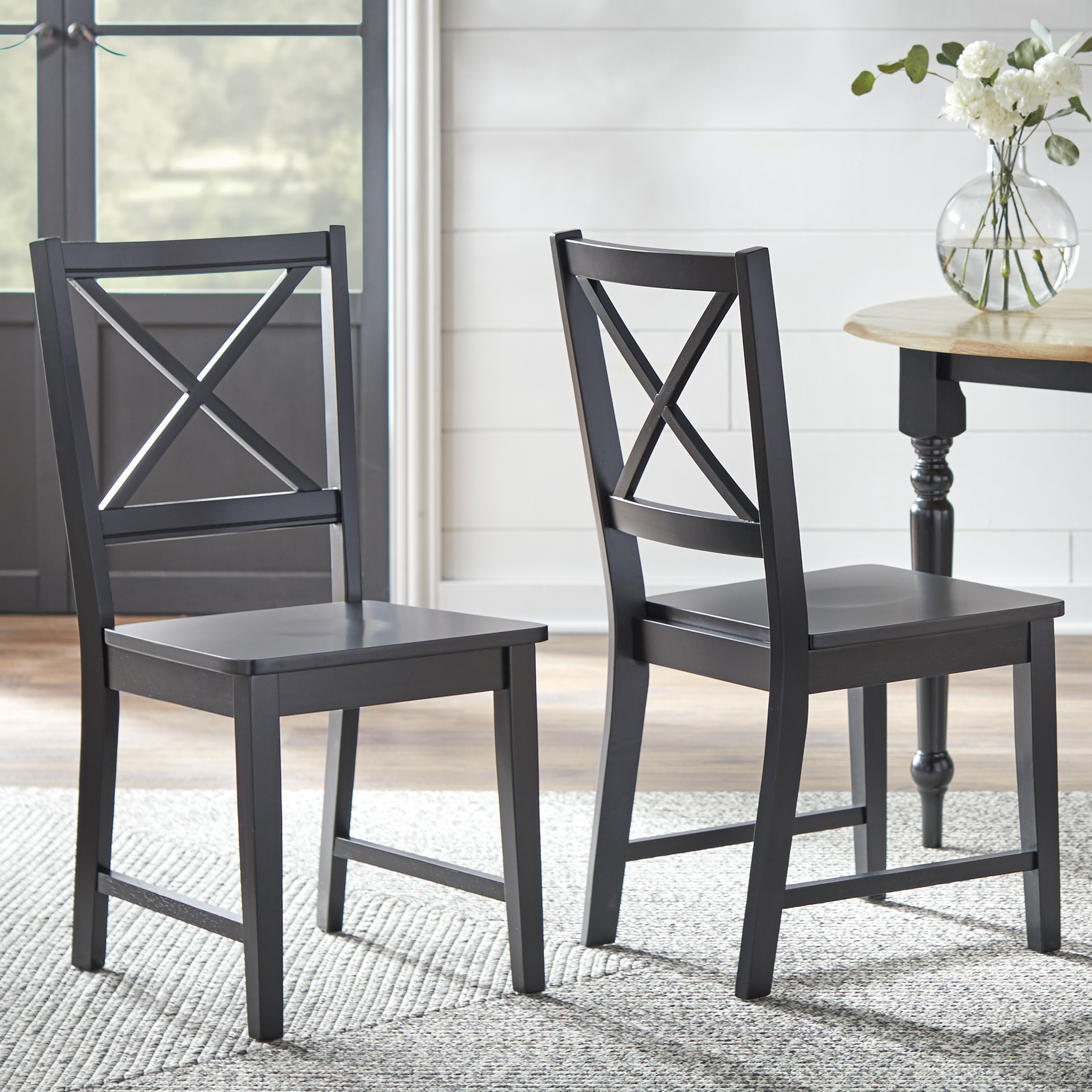 TMS Virgina Indoor Cross-Back Dining Chair, Set of 2, Black - image 1 of 6