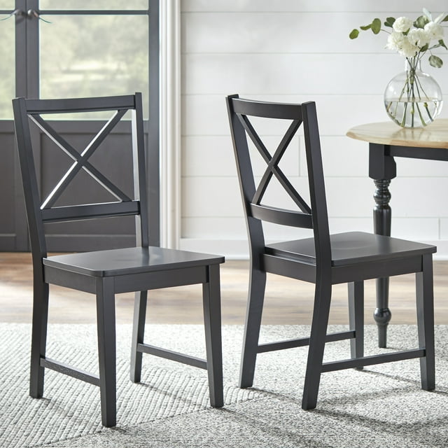 TMS Virgina Indoor Cross-Back Dining Chair, Set of 2, Black