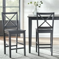 Virginia Cross-Back Counter Stools 24", Set of 2, Black