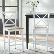 TMS Virginia Cross-Back 24" Stool, Set of 2, White/Natural