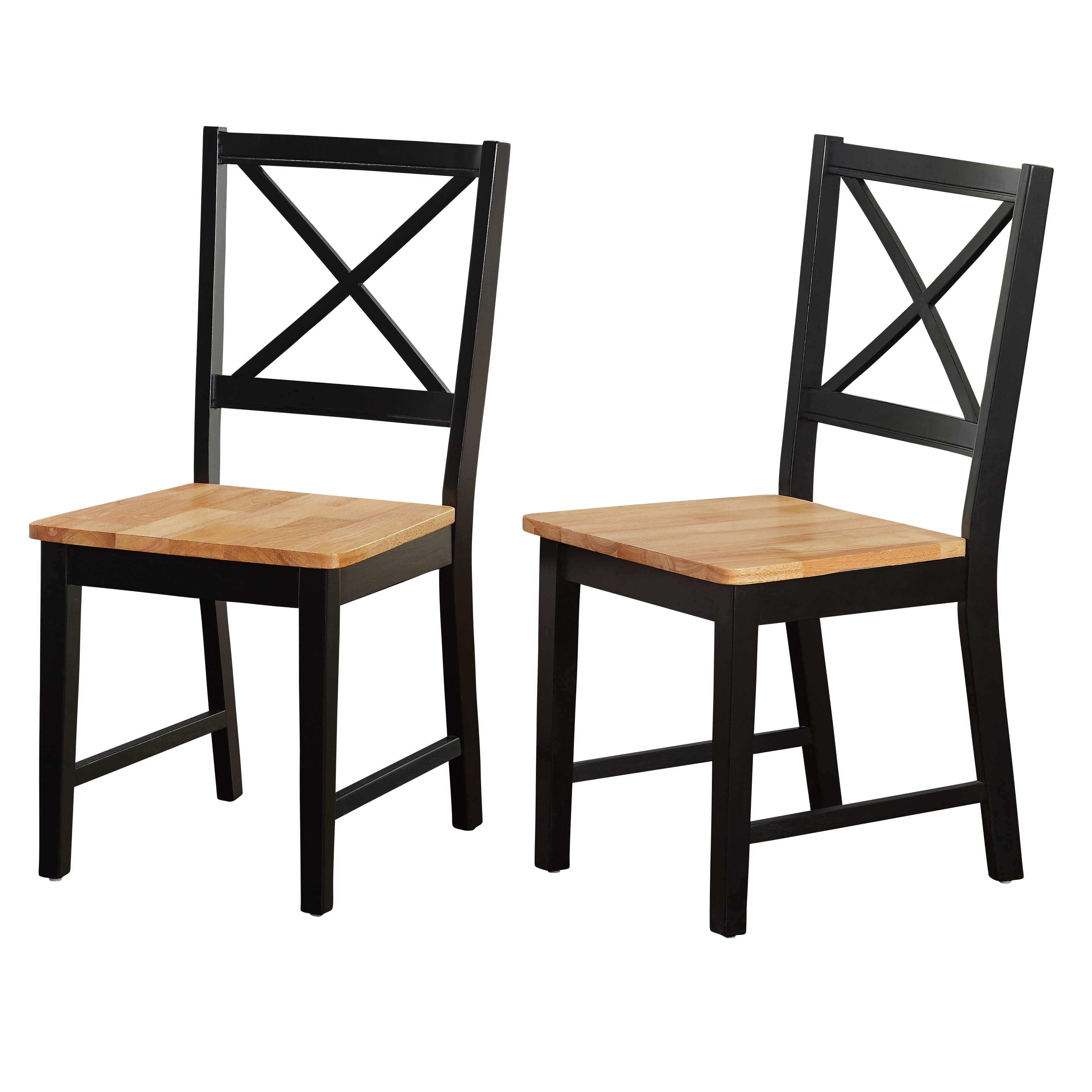 TMS Virginia Indoor Cross-Back Dining Chair, Set of 2, Black/Natural