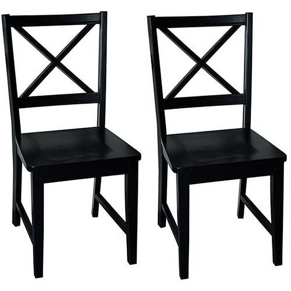 Virginia Black Cross Back Solid Wood Dining Chairs, Set of 2