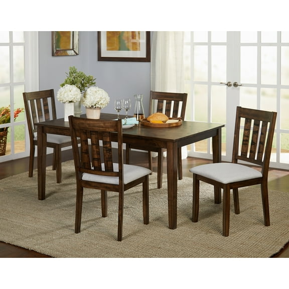 TMS Woodward 5-Piece Indoor Dining Set, Includes Table and Chairs, Brown/Gray
