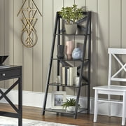 TMS X 4-Tier Shelf, Ladder Bookcase, Black