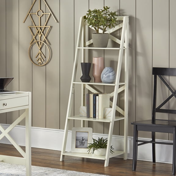 TMS x 4-Tier Shelf, Ladder Bookcase, White