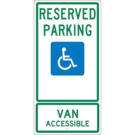 TMS336H RESERVED PARKING  VAN ACCESSIBLE Sign, Texas - 12 in. x 24 in. All Purpose Aluminum Sign with Handicap Graphic$$Safety & Emergency