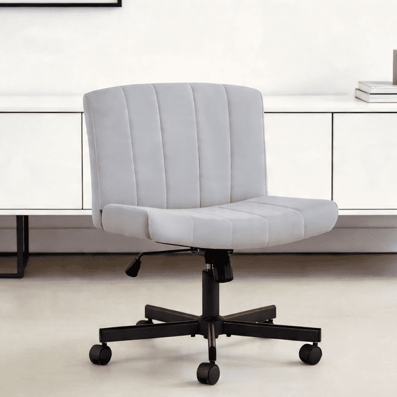 TMV Criss Cross Chair: Modern Armless Office Chair, Desk Chair, Vanity Chair, Computer Chair for Home and Office,Grey