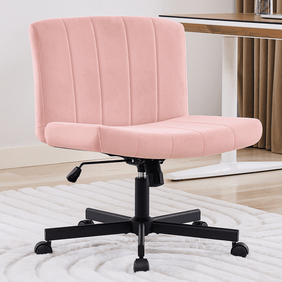 TMV Criss Cross Chair: Modern Armless Office Chair, Desk Chair, Vanity Chair, Computer Chair for Home and Office,Pink