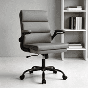 TMV Ergonomic Executive Desk Chair - PU Leather Adjustable Arm Swivel Office Chair for Vanity Desk, Home & Executive Desk,Grey