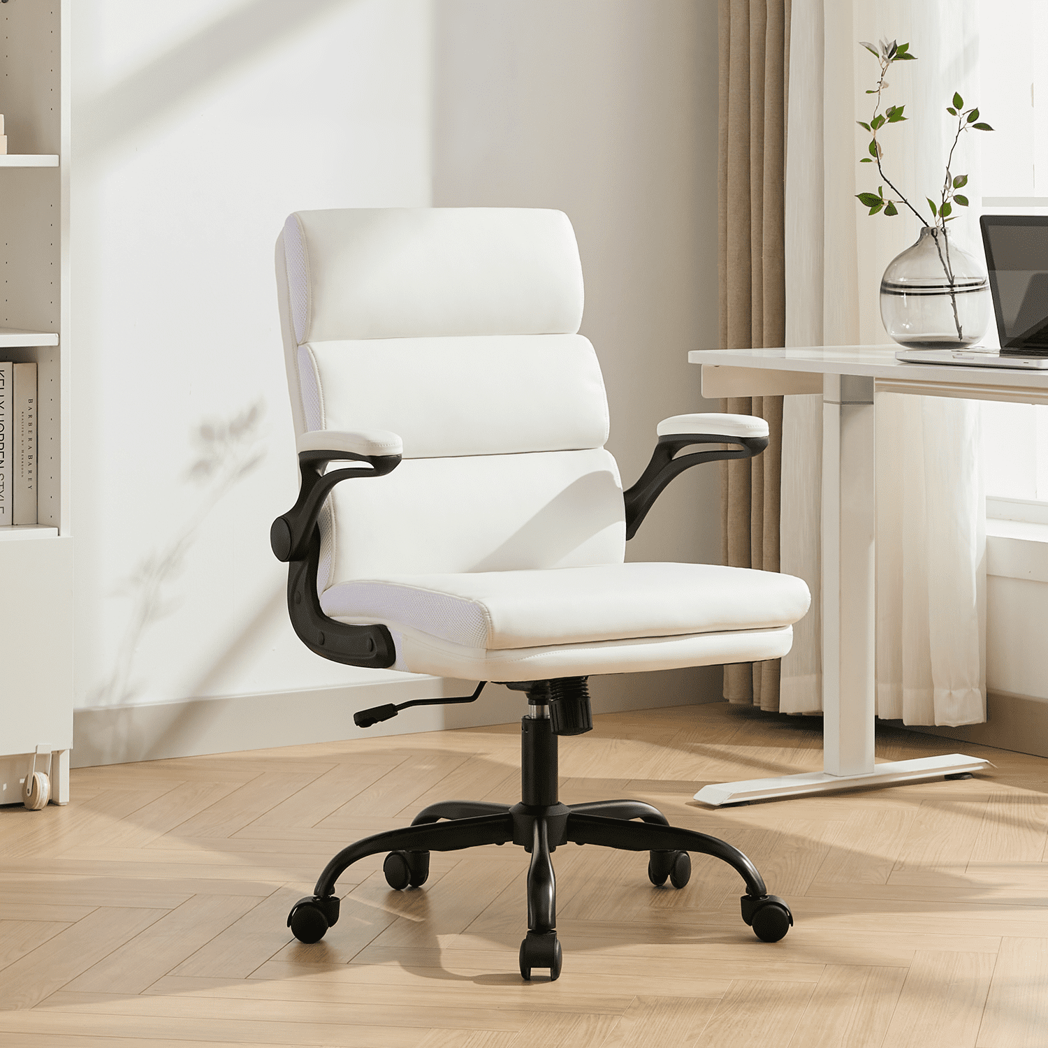 TMV Ergonomic High Back Gaming Chair - Adjustable Desk Office Chair with Lumbar Support, Perfect as Computer Desk Chair，White