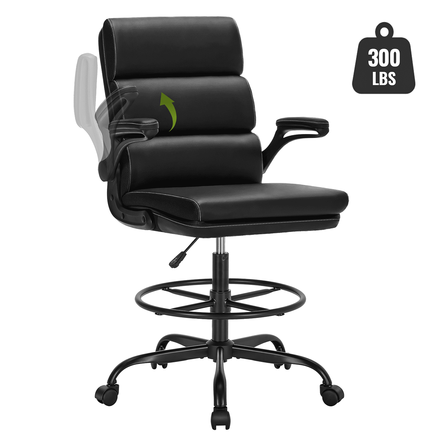 TMV Ergonomic High Back Gaming Chair - Adjustable Desk Office Chair with Lumbar Support, Perfect as Computer Desk Chair with Foot Rest Ring，Black