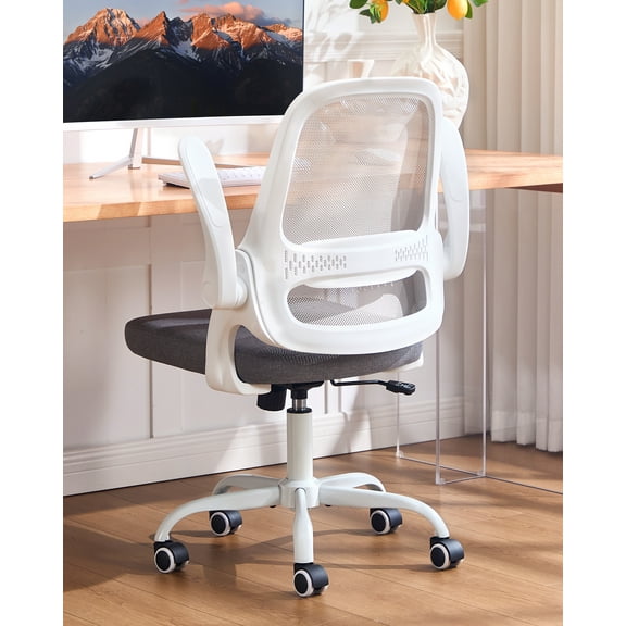 TMV Ergonomic Office Chair, Mesh Computer Chair with Wide Seat & Arms - Rolling Desk Chair with Wheels for Home Office, Gaming, or Living Room，Grey