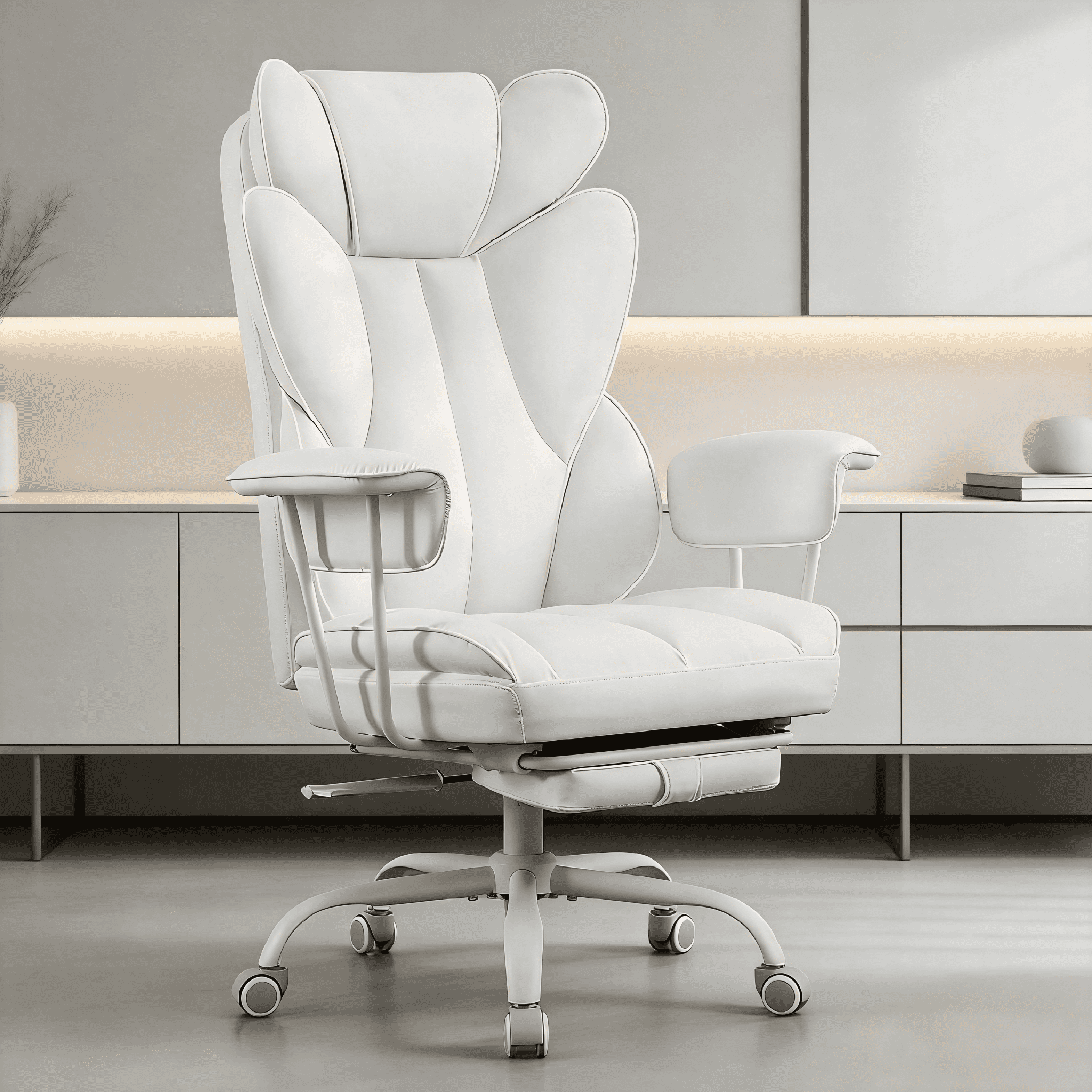 TMV Multi-Purpose Ergonomic Office Chair - High Back Desk Chair & Computer Gaming Chair with Adjustable Lumbar Support,White