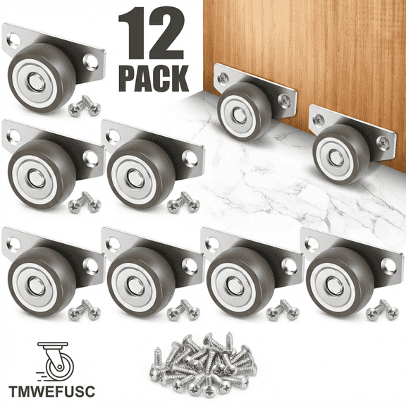 TMWEFUSC 1.25inch Small Caster Wheels, Mini Low Profile Casters Set of 12, Drawer Rollers Side Mount Silent Casters Wheels for Under Bed Drawers Wooden Furniture