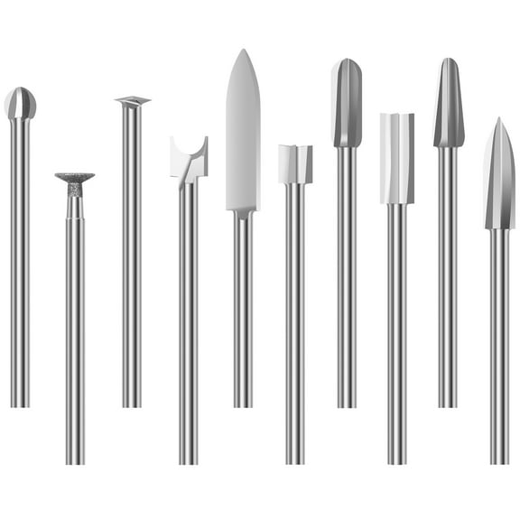 TMWEFUSC 10Pcs Wood Carving Bit Set Steel Bit Precision Cutting Wood Engraving Drill Bit with 1/8" Shank for DIY Carving Engraving Drilling Micro Sculpture